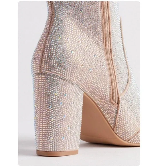 TORRID NWT Stretch Embellished Bootie (WW) Taupe - Picture 5 of 7